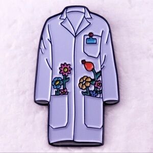 Doctor Coat Enamel Pin Floral White Lab Coat or Doctor Coat Enamel Pin